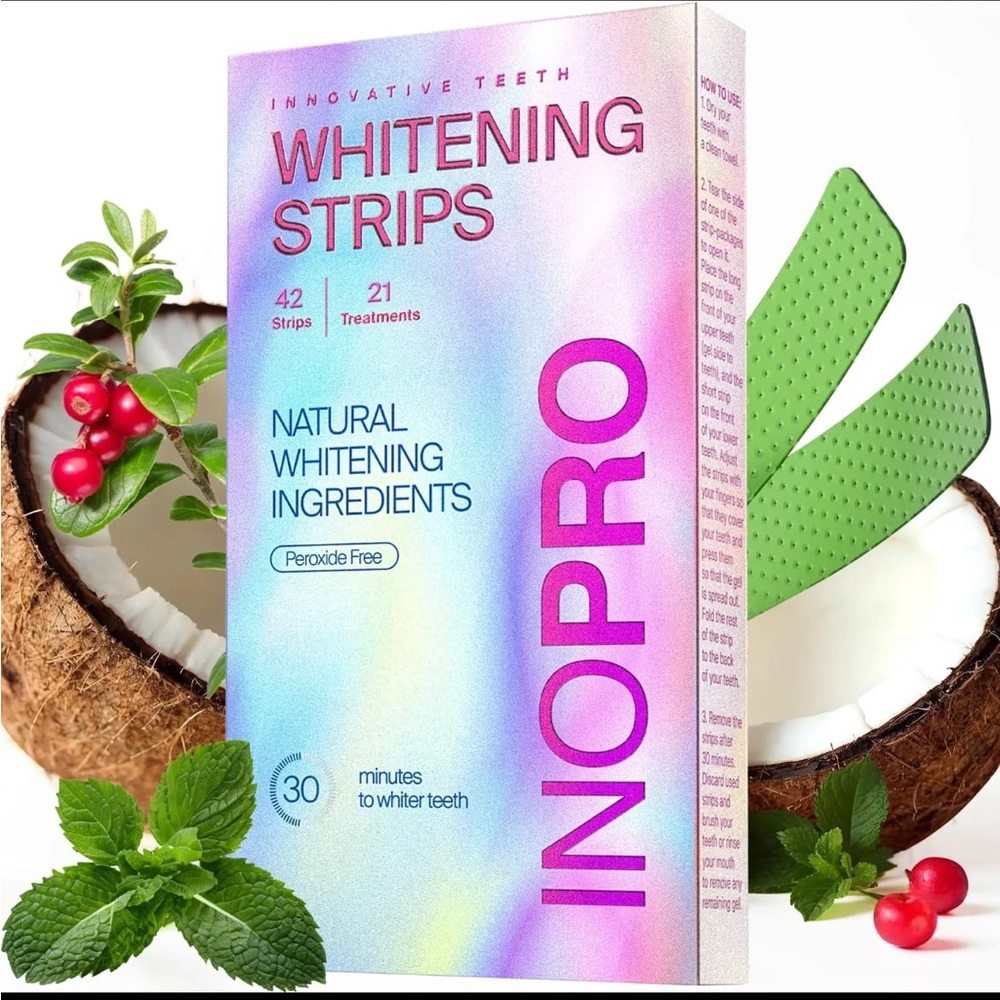 Green Teeth Whitening Strips InoPro Non peroxide Natural teeth whitening